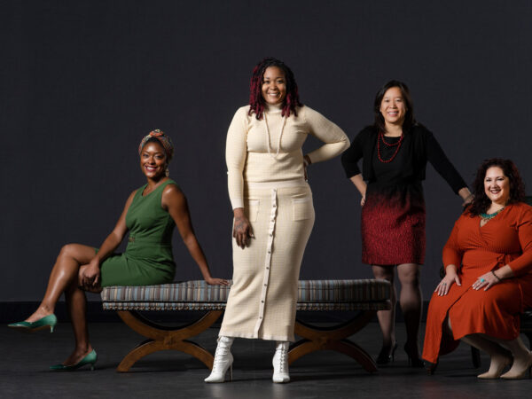 From left: Manya Whitaker, Associate Professor of Education, Executive Vice President, and Chief of Staff; Heidi R. Lewis, Director and Associate Professor in the Feminist and Gender Studies Program, and Coordinator of the Early Career Faculty Development Program; Emily Chan, Professor of Psychology, Director of the Bridge Scholars Program, Vice President and Dean of the Faculty; Rosalie M. Rodriguez, Senior Associate Dean of Students, Diversity, Equity and Inclusion, Director of the Butler Center